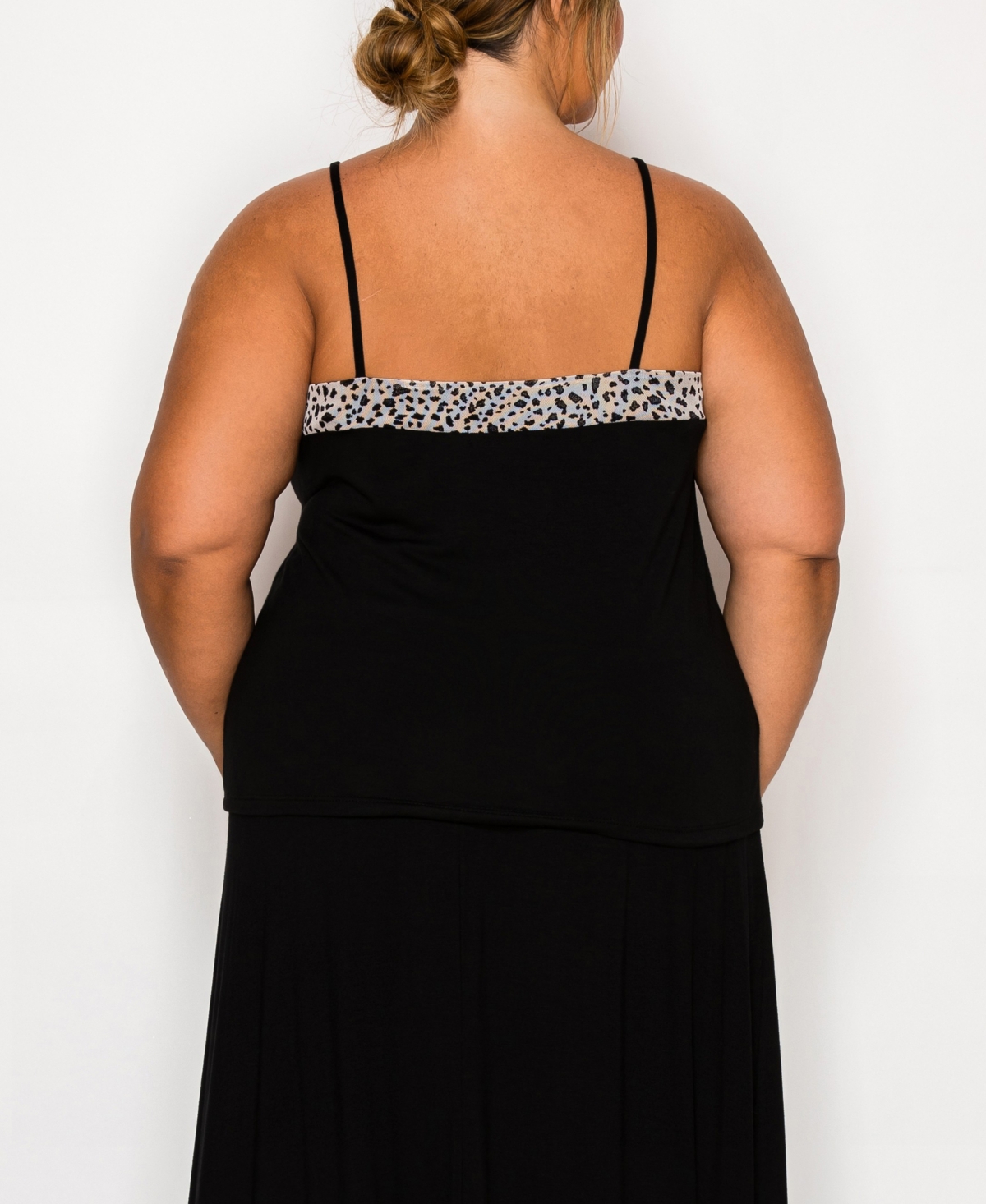 Coin 1804 Plus Size Pebble Mesh Mix Panel Camisole Tank Top