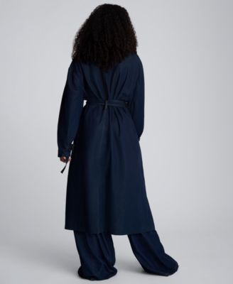 Women's Denim Belted Maxi Trench Coat