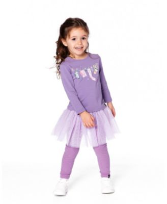 Baby Girl Leggings with Tulle Skirt Purple Gray - Baby