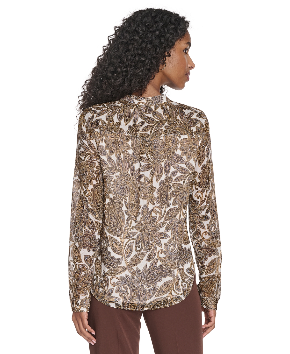 Tommy Hilfiger Women's Paisley Ruffle Long Sleeve Blouse In Multi