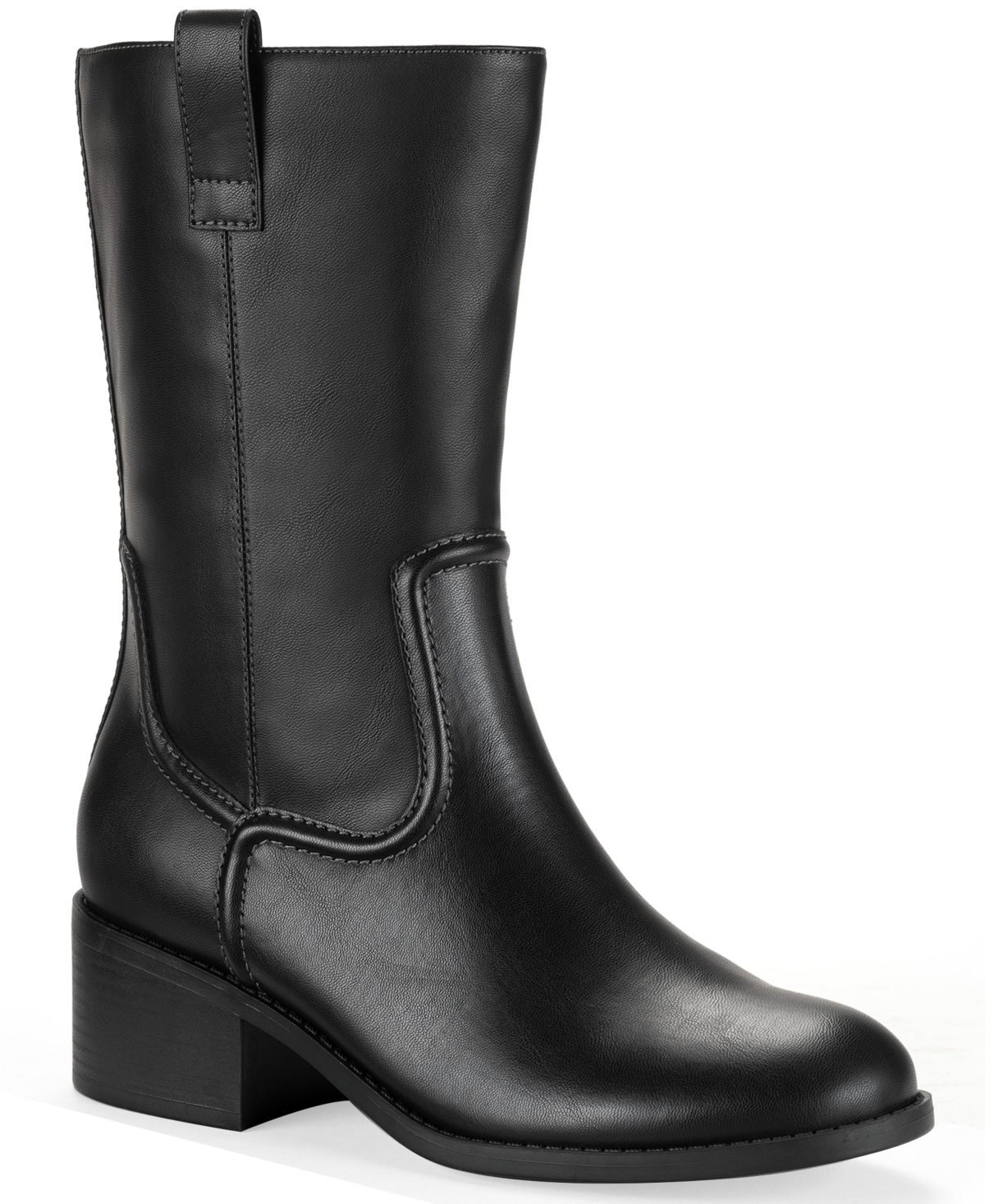 Style & Co Women's Inezz Mid Shaft Faux-leather Boots, Macy's Exclusive In Black
