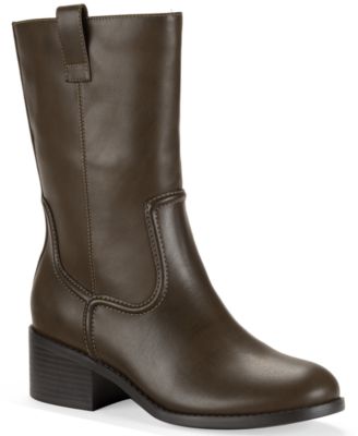 Style & Co - Women's Inezz Mid Shaft Faux-Leather Boots, Macy's Exclusive