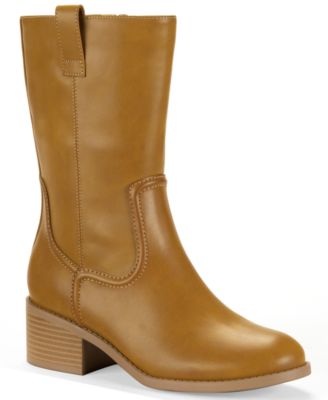 Style & Co - Women's Inezz Mid Shaft Faux-Leather Boots, Macy's Exclusive