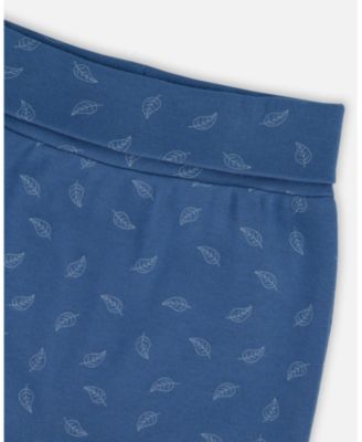 Baby Boy Cotton Evolutive Pants Blue Printed Leaves - Baby