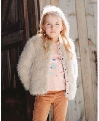 Girl Short Faux Fur Coat Beige - Toddler|Child