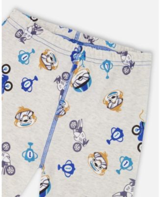 Baby Boys Two-Piece Cotton Pajama Set Beige Monkey Print