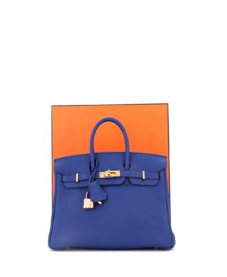 Pre-Owned Hermes Birkin 25 Handbag Blue Togo with Gold Hardware