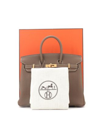 Pre-Owned Hermes Birkin 25 Handbag Grey Togo with Gold Hardware