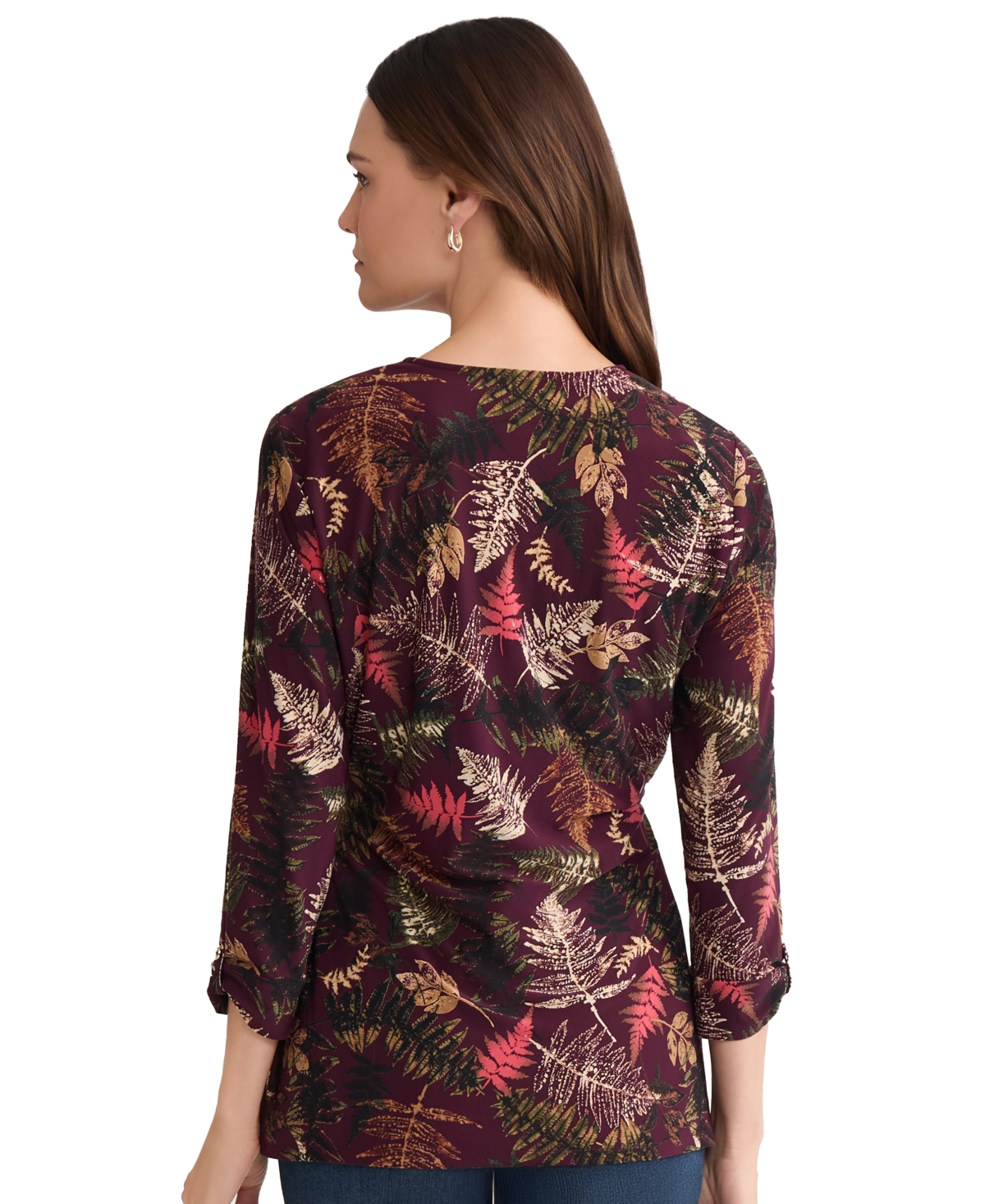 Jones New York Leaf Print Wrap Top In Multi