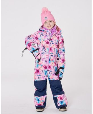 Big Girls One-Piece Teknik Snowsuit Pink Watercolor Flower Print
