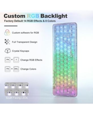 X71 Wireless Hot Swappable Transparent Mechanical Keyboard, 68% Layout, BT5.0/2.4G/USB-C Gasket Mount Wireless RGB Backlit for Windows/Mac