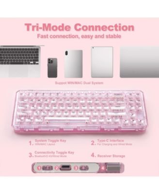 X71 Wireless Hot Swappable Transparent Mechanical Keyboard, 68% Layout, BT5.0/2.4G/USB-C Gasket Mount Wireless RGB Backlit for Windows/Mac