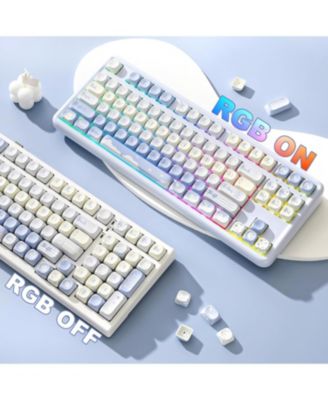 132 Keys MOA Keycaps, Dye-Sublimation PBT Custom Keycap Set, Cute Bear Customized Pattern Keycaps for MX Switches Mechanical Gaming Keyboard
