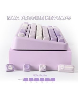 132 Keys MOA Keycaps, Dye-Sublimation PBT Custom Keycap Set, Cute Bear Customized Pattern Keycaps for MX Switches Mechanical Gaming Keyboard