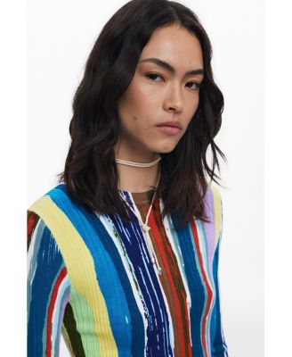 Women's Ribbed dress with colored stripes