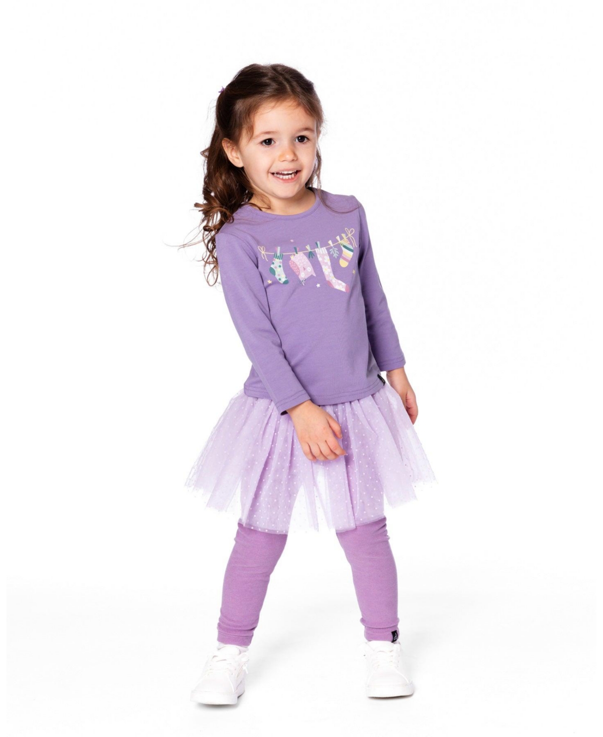Deux par Girl Leggings with Tulle Skirt Purple Gray