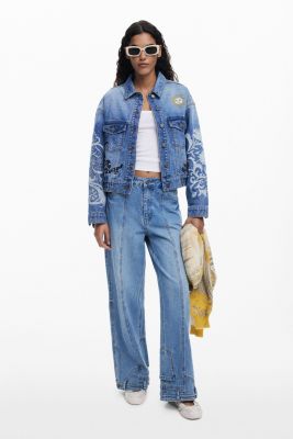 Women's Denim jacket with oriental embroidery