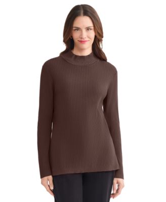 Jones New York - Women's Sutton Ribbed Mock-Neck Long-Sleeve Sweater