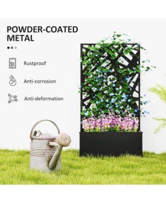 Metal Raised Garden Bed with Privacy Screen Outdoor Planter Box 24"L x 9.1"W x 44.5"H