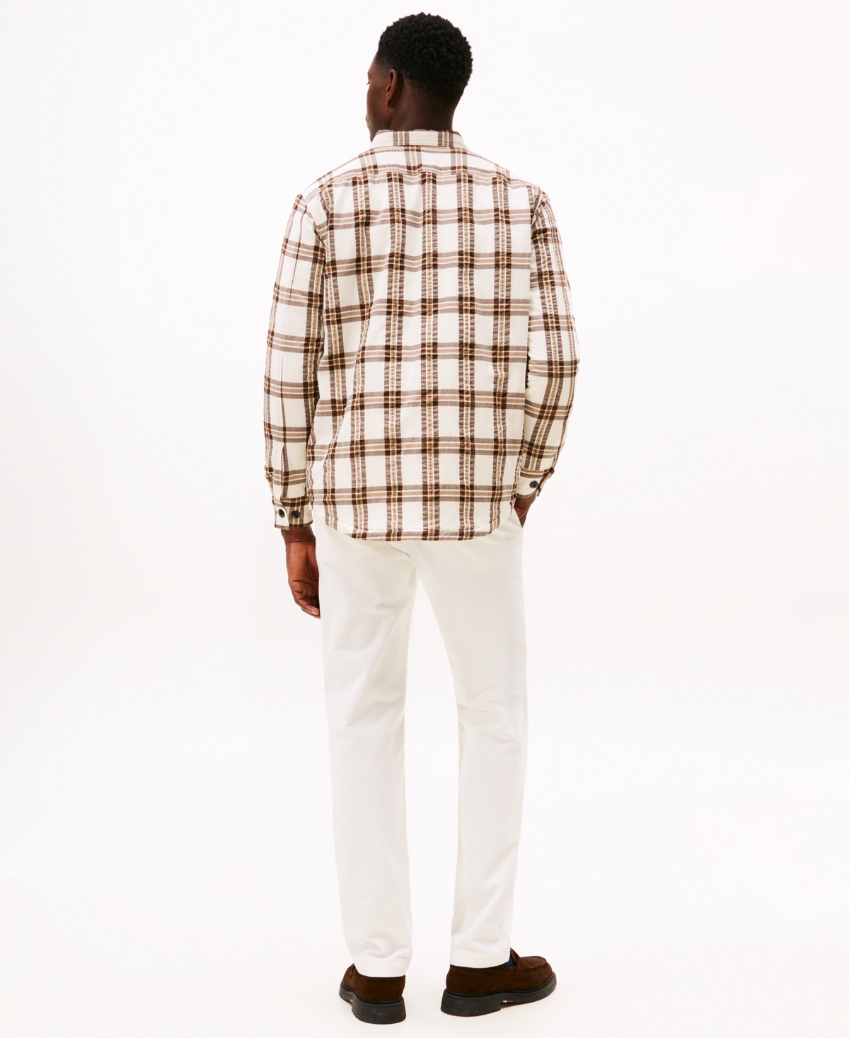 Tommy Hilfiger Relaxed Fit Padded Seersucker Overshirt In Neutral