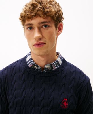Men's Classic Cable Crest Crewneck Sweater