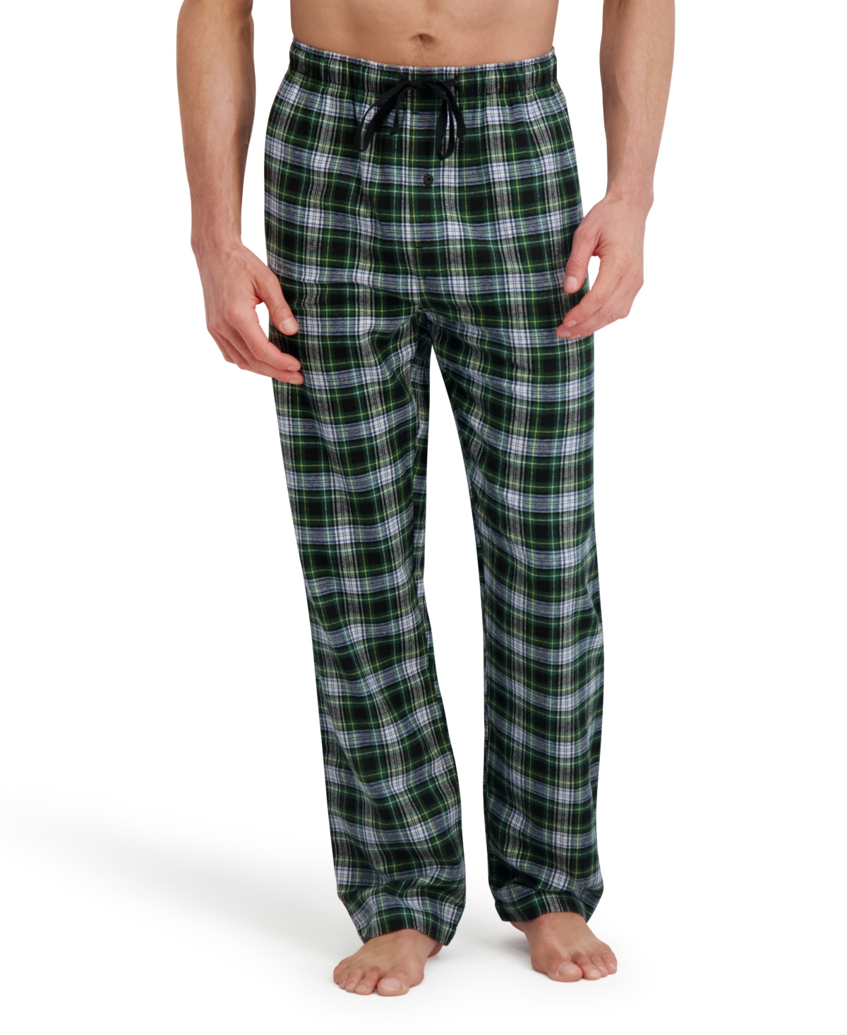 Hanes Men's Flannel Drawstring Sleep Pants In Green