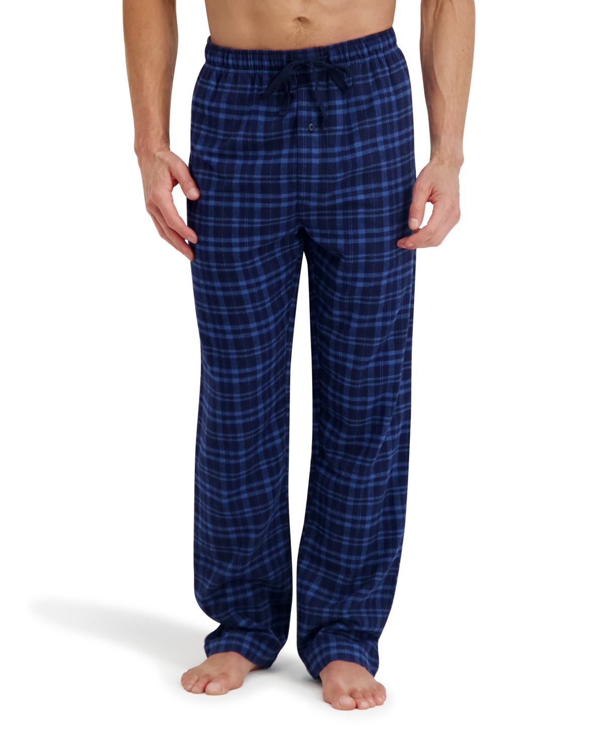 Hanes Men's Flannel Drawstring Sleep Pants In Blue