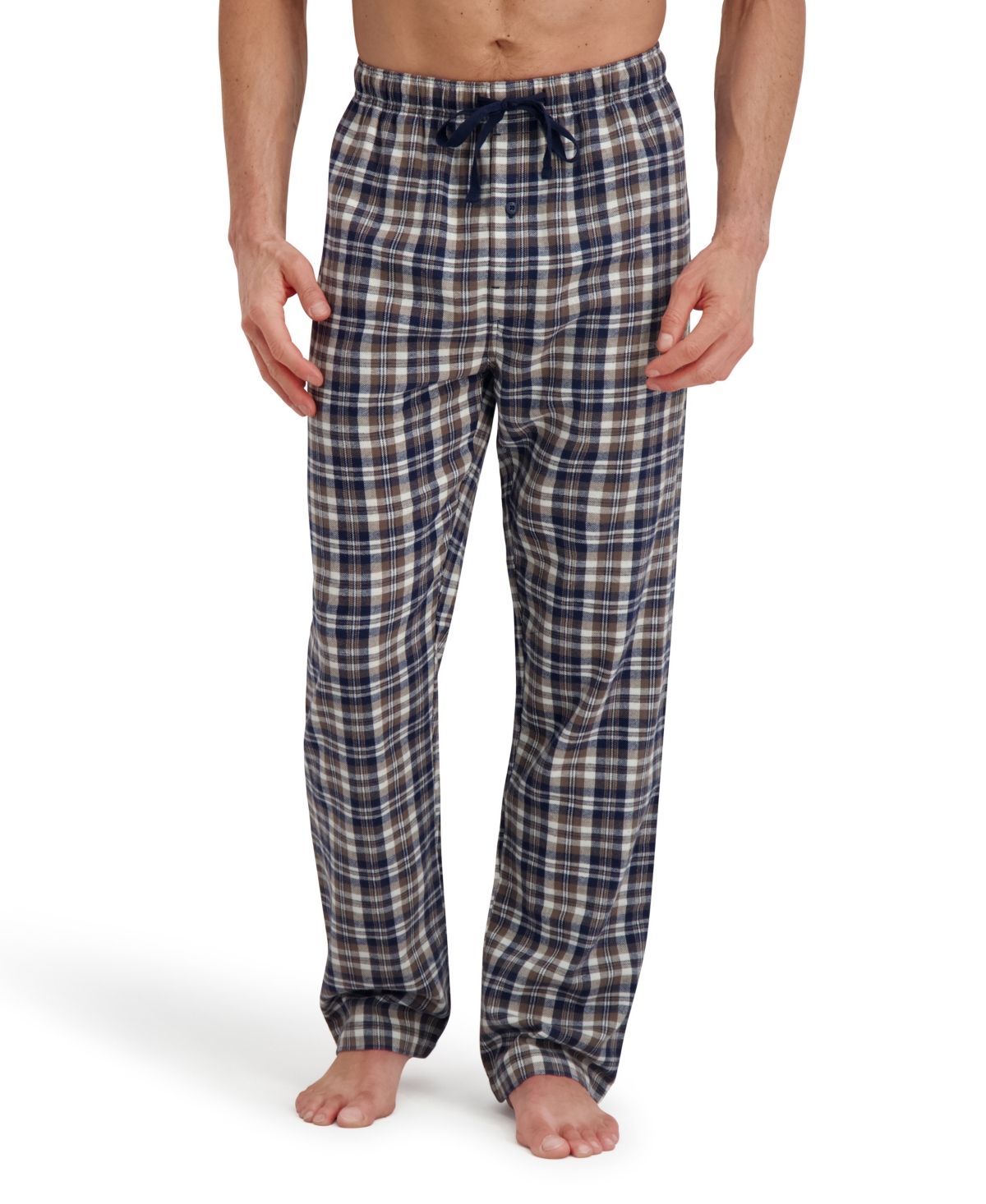 Hanes Men's Flannel Drawstring Sleep Pants In Brown