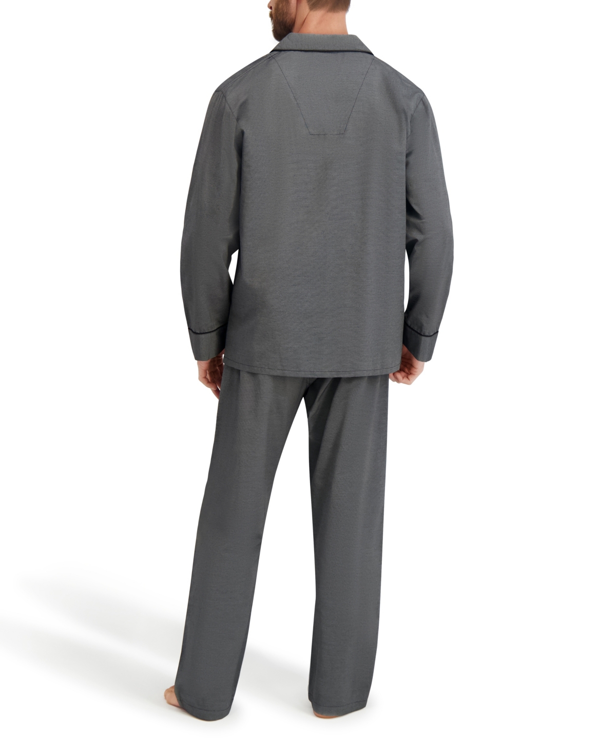 Hanes Men's Woven Button Down Pajama Sleep Set In Gray