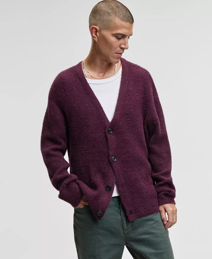 Men's Boxy-Fit Eyelash Cardigan