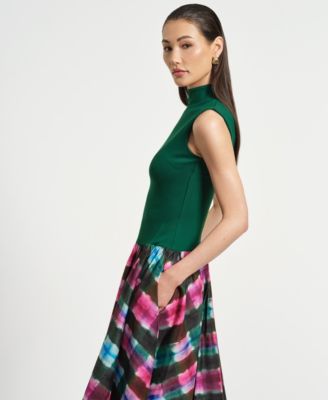 Women's Sleeveless Ponte Combo Midi Dress