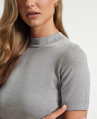 Women's Mock Neck Short Sleeve Sweater