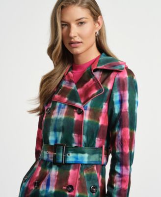 Women's Plaid Trench Coat