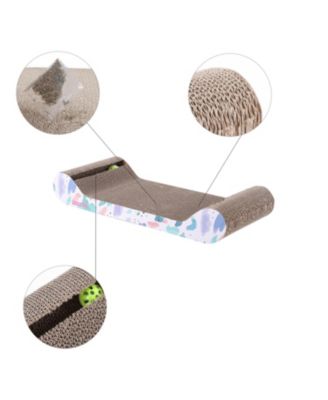 Rini 23.75" Modern Cardboard Lounge Bed Cat Scratcher with Built-In Bell Toys and Catnip
