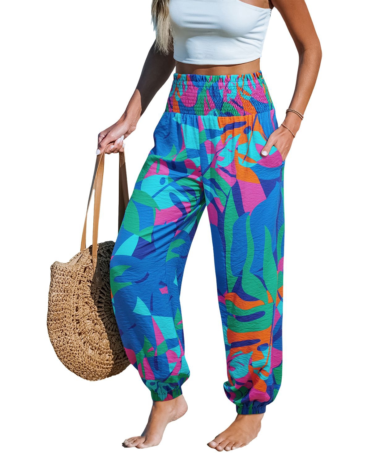 Women's Sunset Plans Tropical Pants - Medium blue