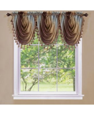 Ombre Crushed Satin Sheer Single Window Curtains & Valances - 46 in. W x 42 in. L Single Valance, Autumn