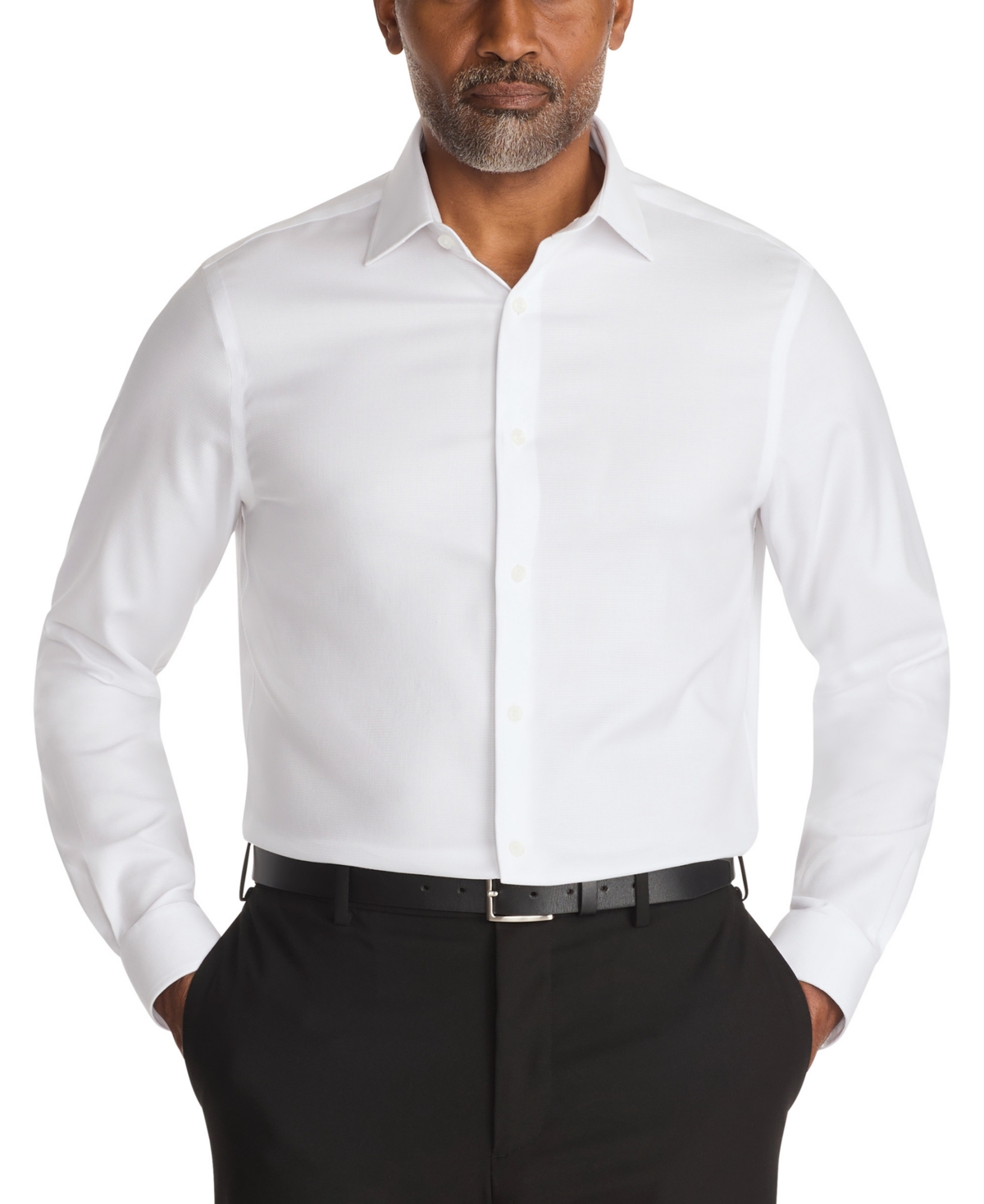 Michael Kors Cotton Stretch Botanical Print Slim Fit Button Down Shirt In White