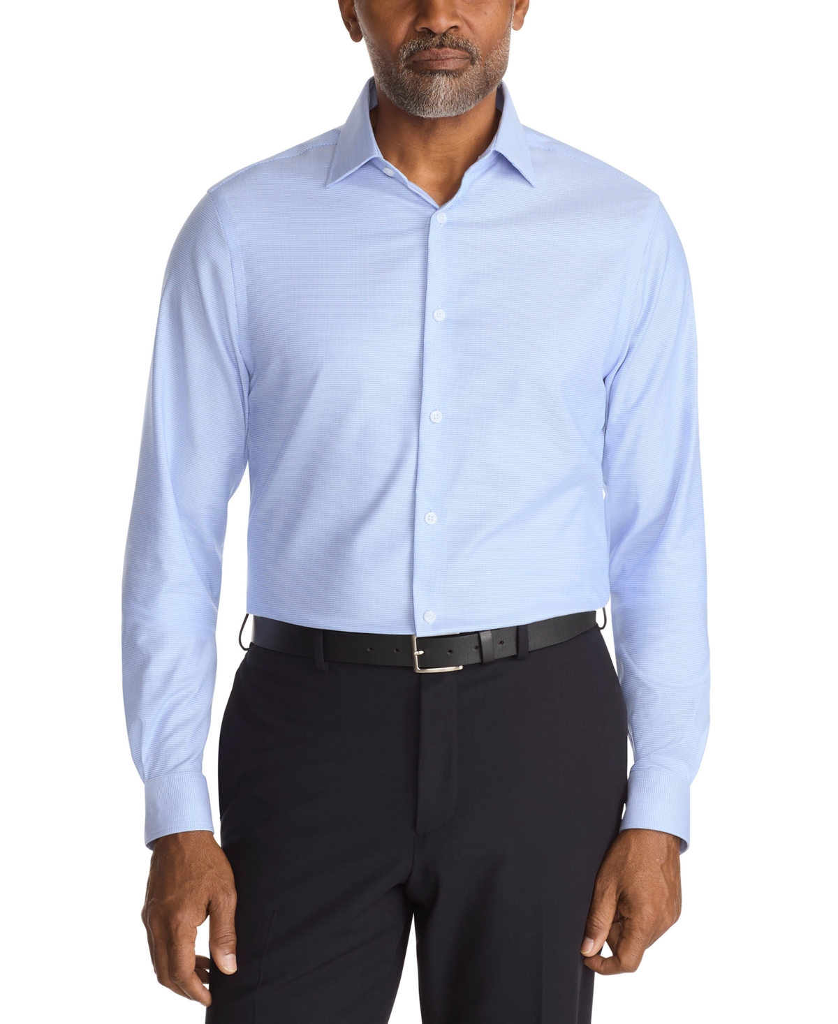 Michael Kors Men's Regular Fit Airsoft Non-iron Performance Dress Shirt In Blue