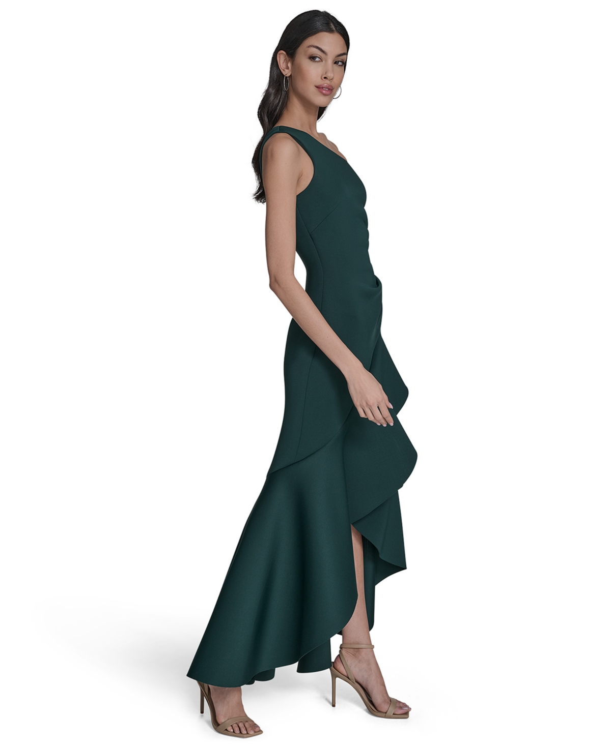 Eliza J Women's One-shoulder High-low Hem Sleeveless Gown In Green