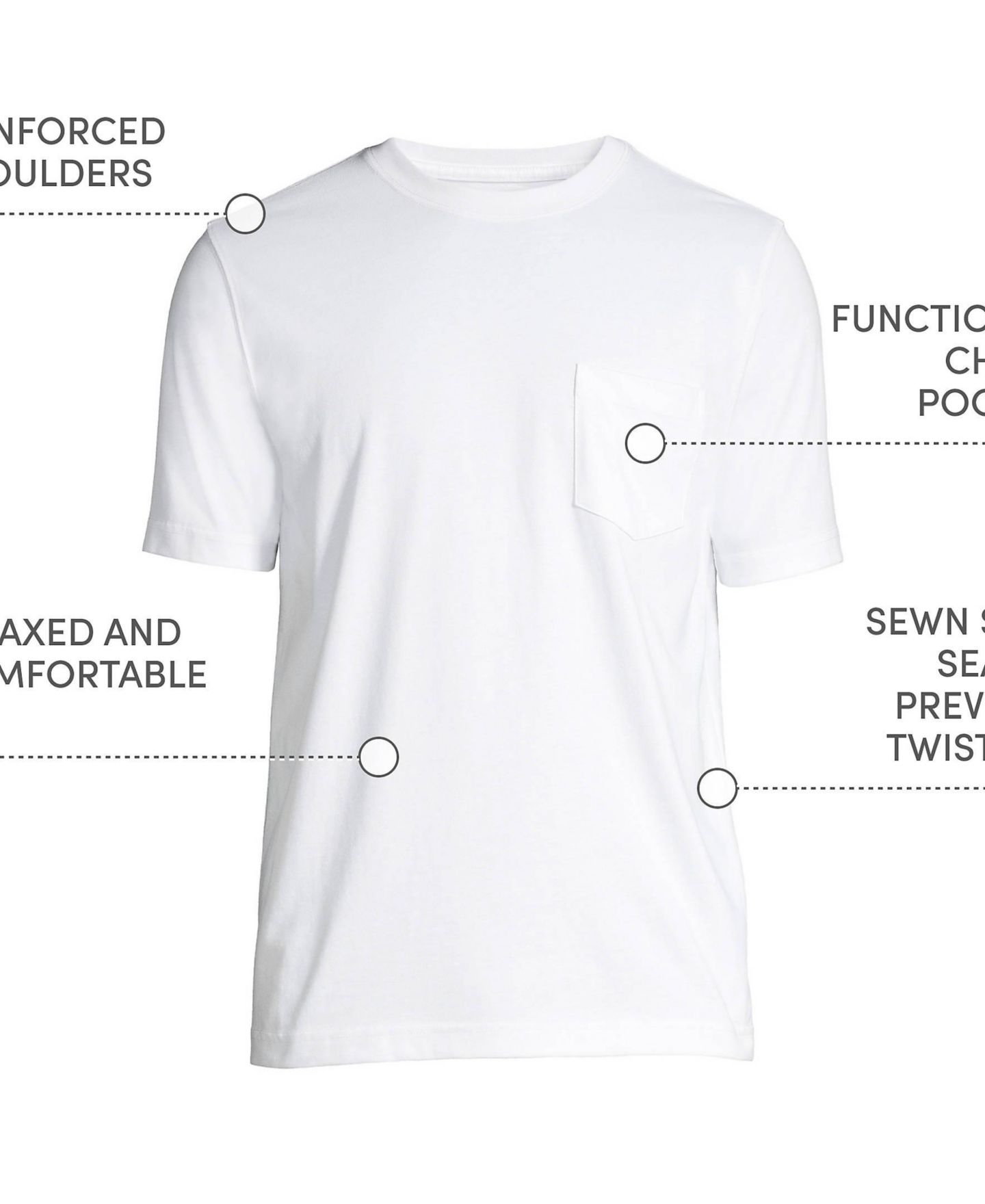 Мужская футболка Lands' End Big and Tall Super-T Short Sleeve with Pocket, цвет: Чёрный — фото 3