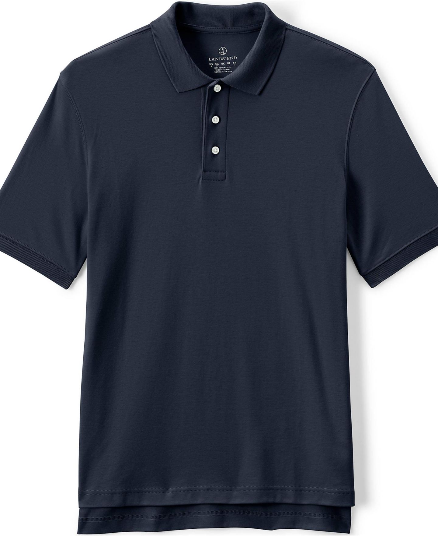 Мужское поло Lands' End School Uniform Short Sleeve Interlock Polo Shirt, цвет: Тёмно-синий — фото 7
