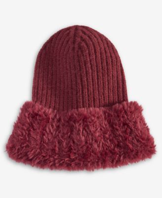 Faux Fur Cuff Ribbed Knit Beanie, Macy's Exclusive