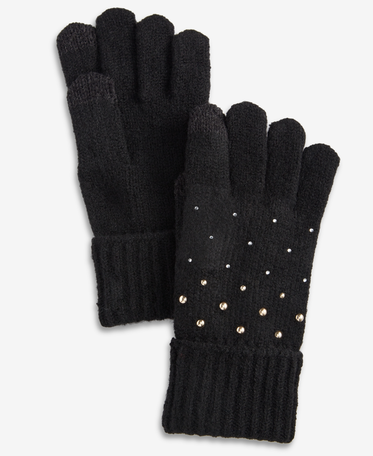 Inc International Concepts Solid Studded Gloves, Macy's Exclusive In Black