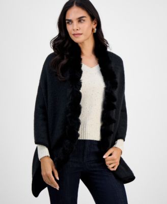 Whipstitch Faux Fur Luxe Ruana, Macy's Exclusive