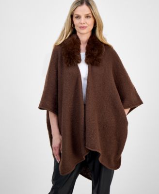 Faux Fur Trim Luxe Ruana Topper, Macy's Exclusive