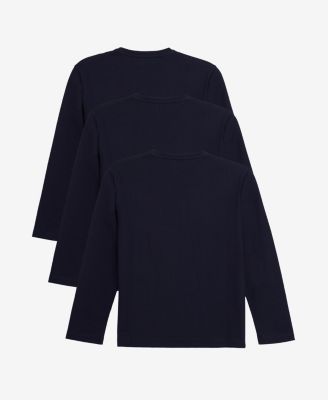 3 Pack Kids And Boys Basic Long Sleeve Crewneck T-Shirts