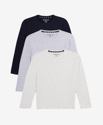 3 Pack Kids And Boys Basic Long Sleeve Crewneck T-Shirts