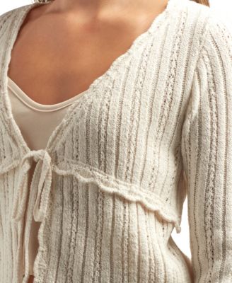 Juniors Tie-Front Long-Sleeve Cardigan Sweater