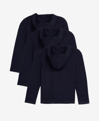 3 Pack Kids And Boys Basic Long Sleeve Hoodie T-Shirts