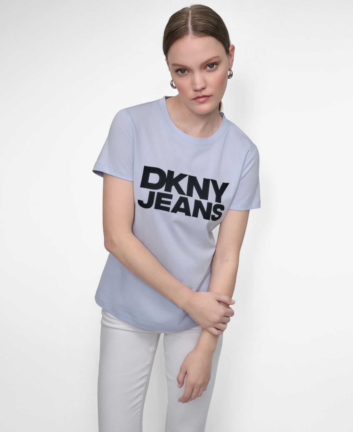 Dkny Jeans Women's Flocked Logo Crewneck T-Shirt